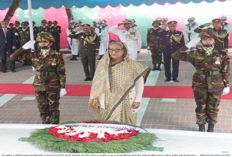 বঙ্গবন্ধুর সমাধিতে প্রধানমন্ত্রী ও মন্ত্রিসভার সদস্যদের শ্রদ্ধা